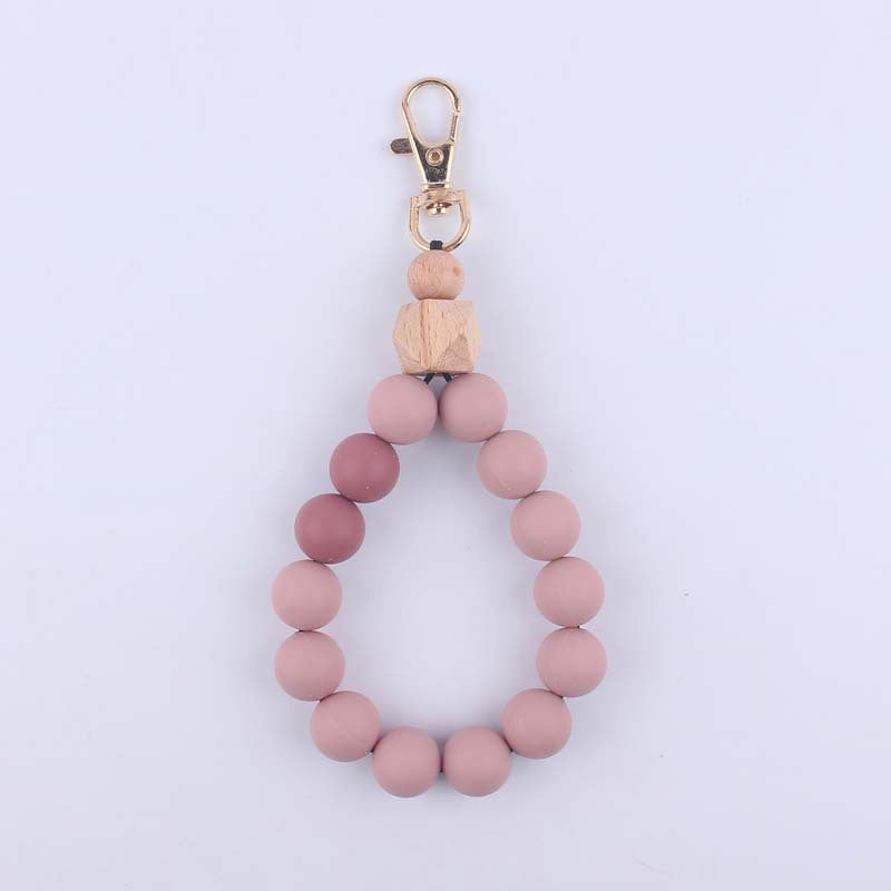 Keychains Silicone Beads Wooden Anise Wristlet MIC-YWGT001