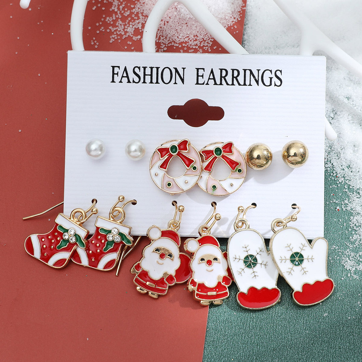 Alloy Christmas Snowman Crutch Earrings (Minimo de Compra 2) MIC-MiaoY096