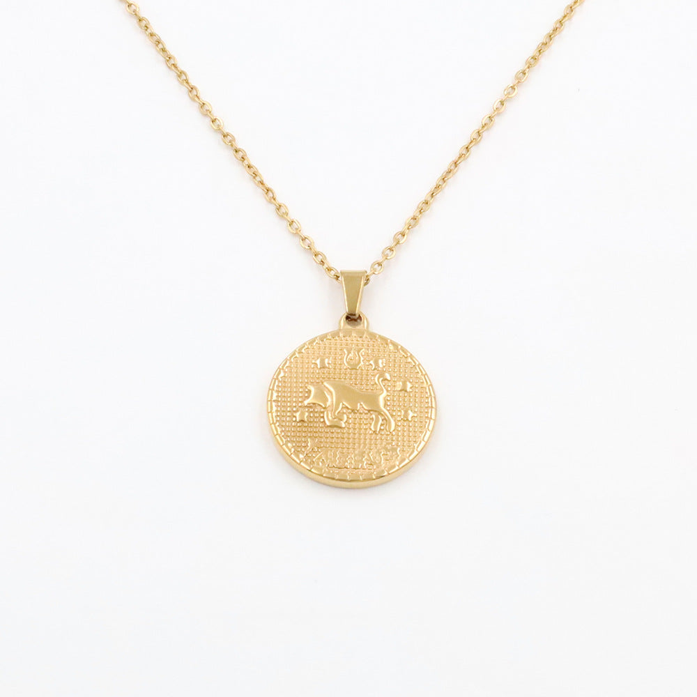 Stainless steel gold-plated twelve zodiac necklace MYA-XuanJ042