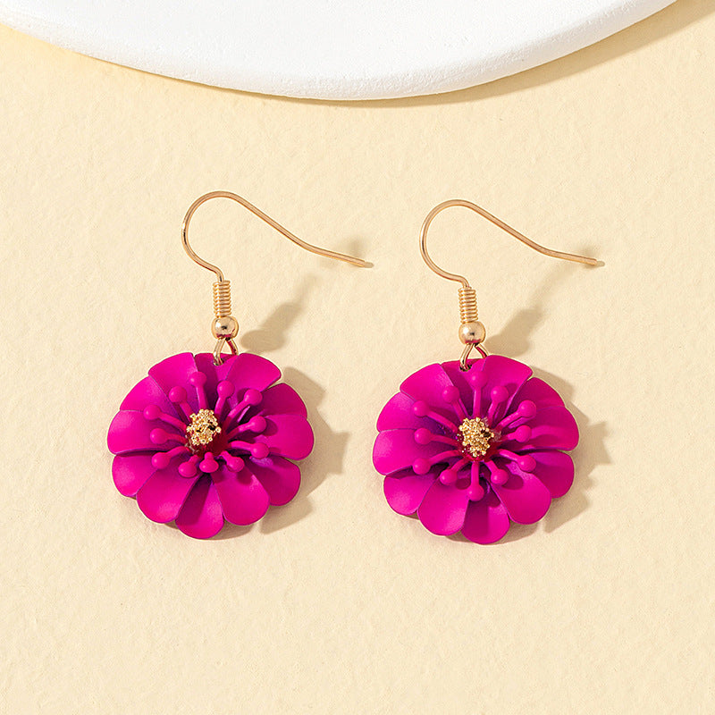 Acrylic Rose Red Flower Earrings MIC-AYN023