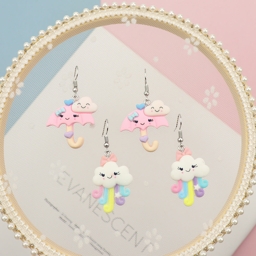 Acrylic cartoon matte cloud umbrella earrings MYA-NiQ042