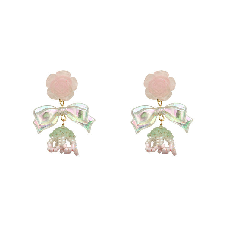 Alloy Pink Rose Earrings MIC-QingJ013