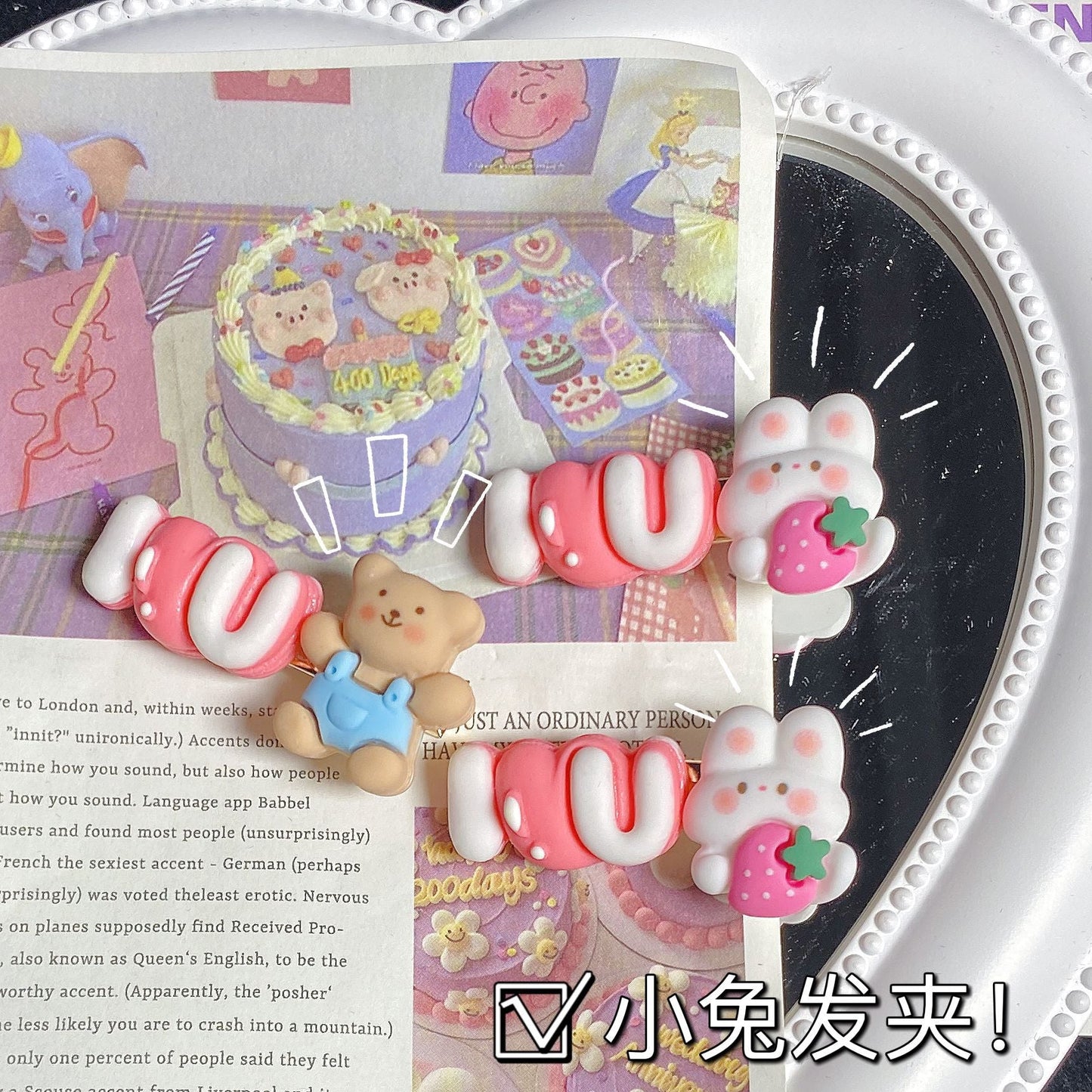 Strawberry bunny hairpin Minimum order quantity ≥ 2 MIC-FuY025