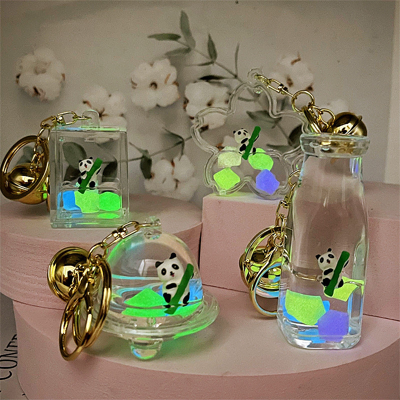 Keychains Acrylic Oil Floating Luminous Panda MOQ≥2 DMF032