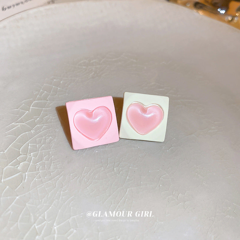 Alloy square heart earrings (Minimo de Compra 2) MIC-BY006