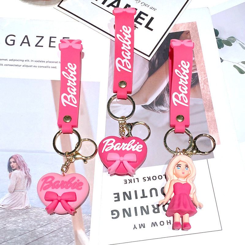 2023 New Pink Princess Girl Silicone Keychains GongZe002