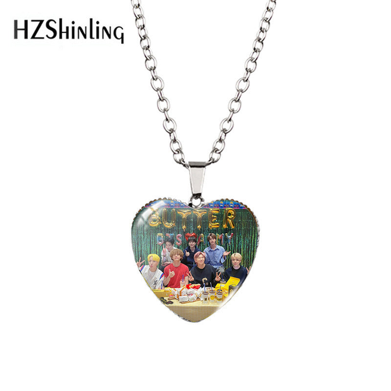 Alloy Time Gem Heart Necklace MIC-XiangL038