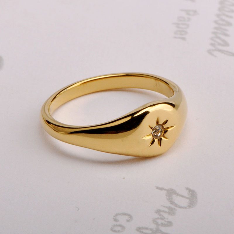 Stainless steel gold-plated pentagram three-dimensional ring MYA-YHZX005