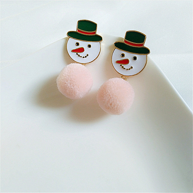 Alloy hairy ball snowman earrings MIC-AiM020