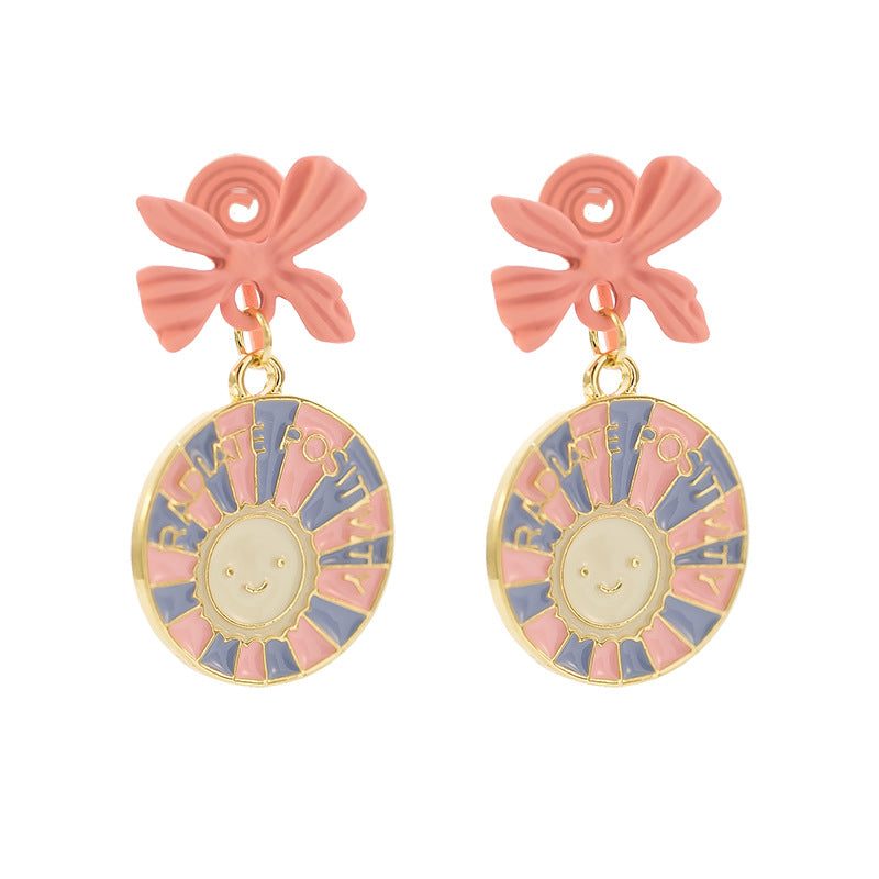 Alloy pink bow earrings MIC-ShiQ002