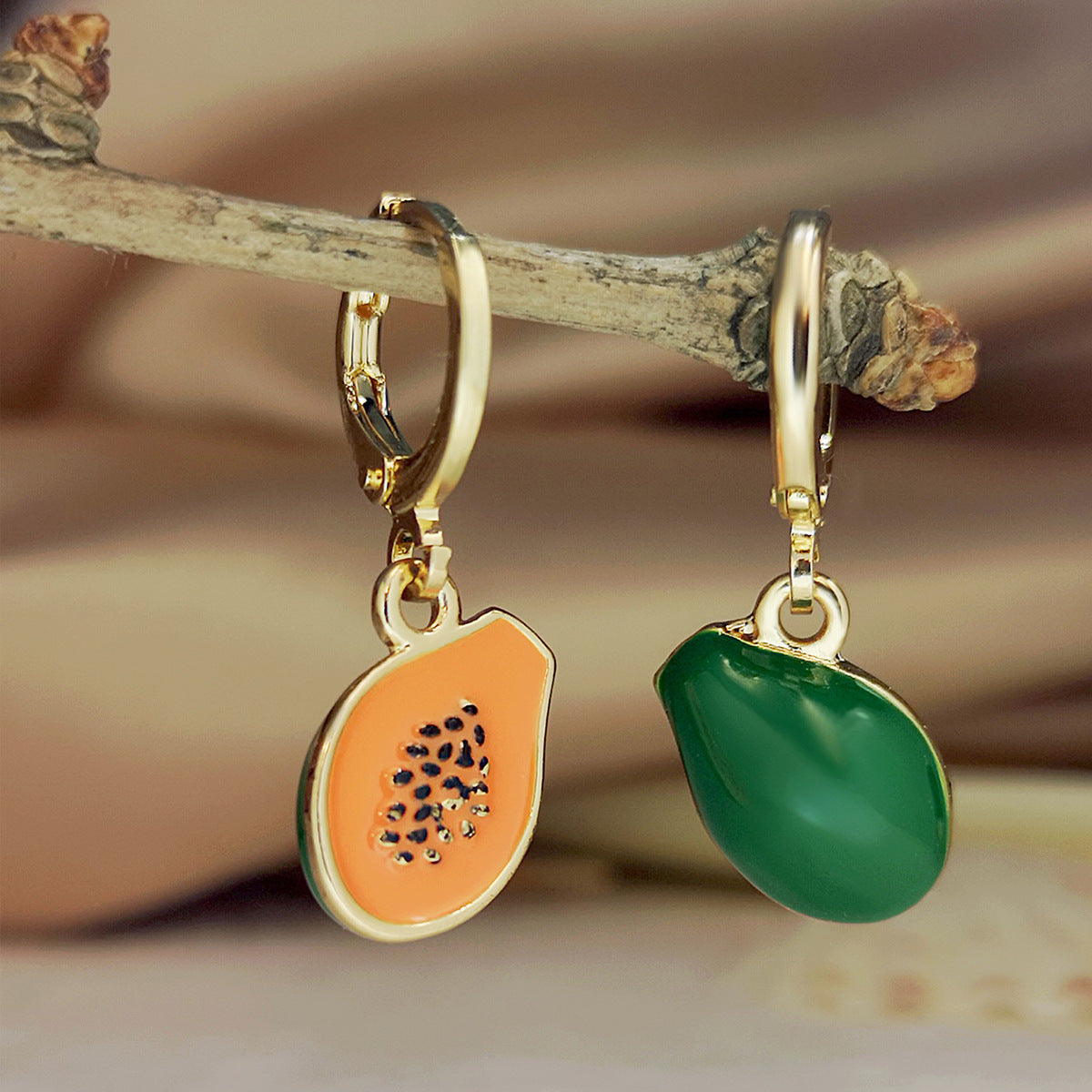 Alloy cartoon papaya earrings (Minimo de compra 3) MIC-MeiY001