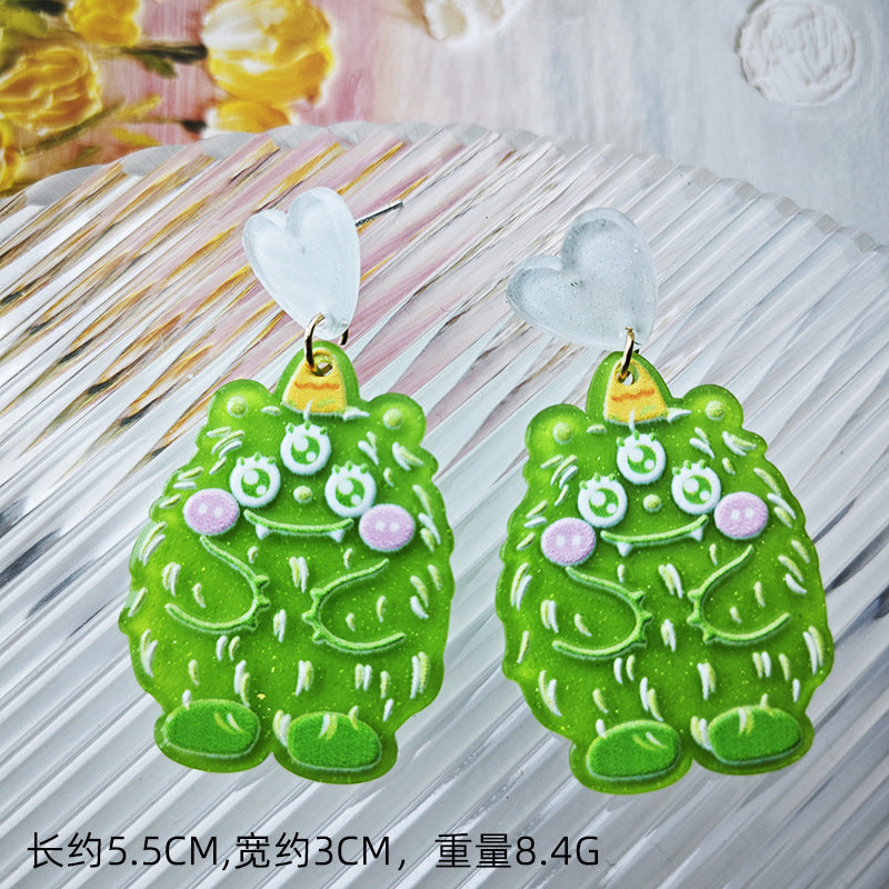 Alloy fine powder small monster earrings MIC-FanX018