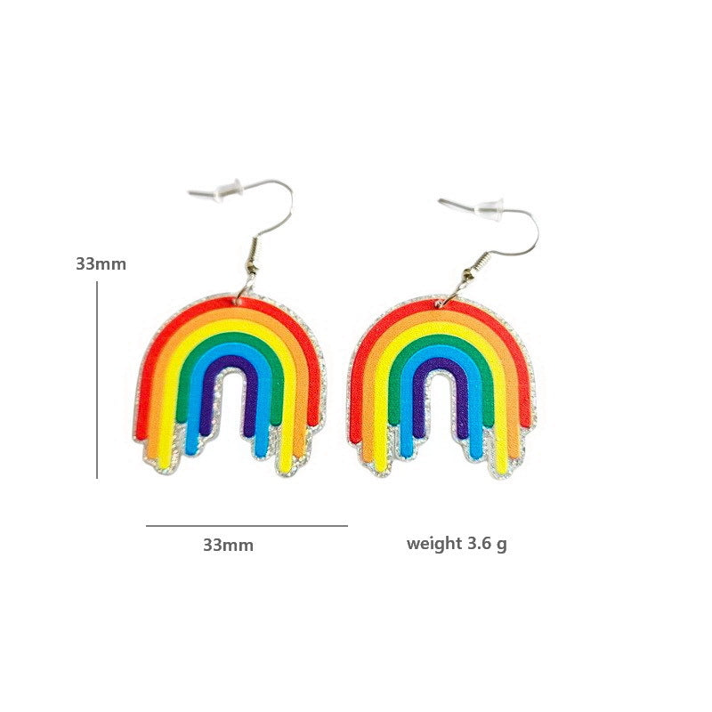 Acrylic Seven Color Rainbow Earrings MYA-XueP082