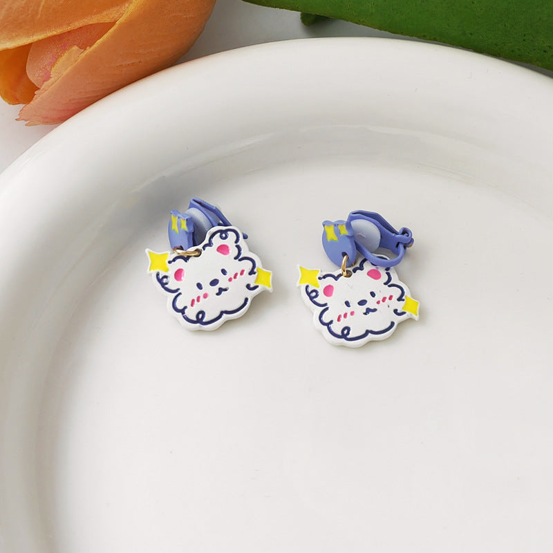 Alloy color contrast oil dripping little bear earrings (Minimo de Compra 2) MIC-BLD045