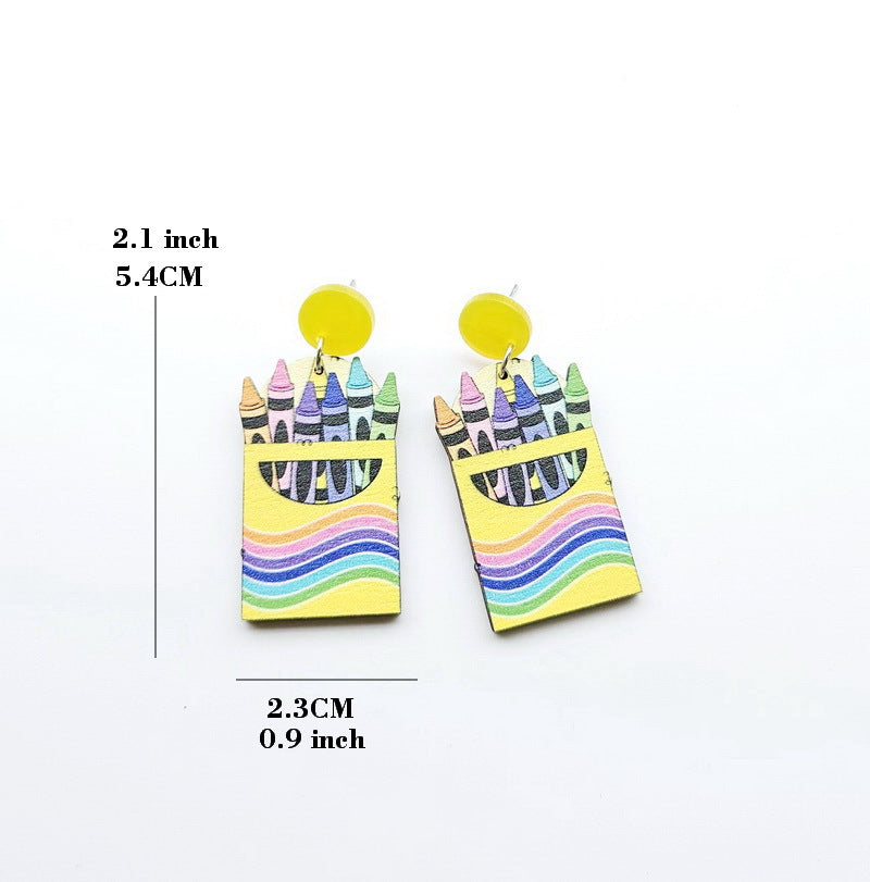 Acrylic Rainbow Pencil Earrings MYA-NingD053