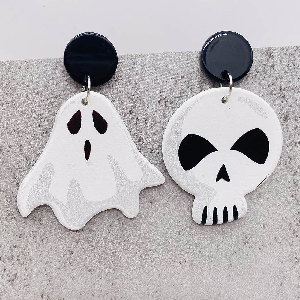 Acrylic Halloween Ghost Skull Earrings (Minimo de Compra 2) MIC-ChenY016