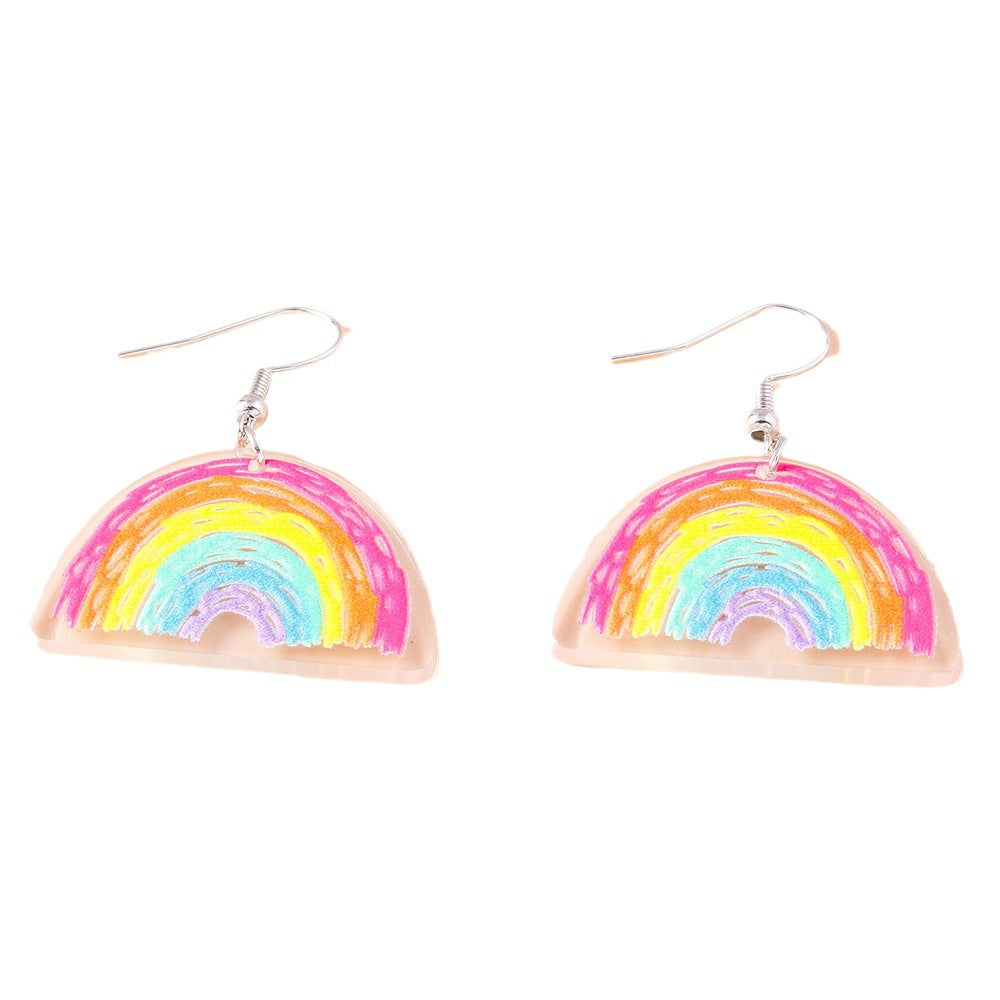 Acrylic Rainbow Cloud Earrings (Minimo de Compra 2) MYA-YueS005