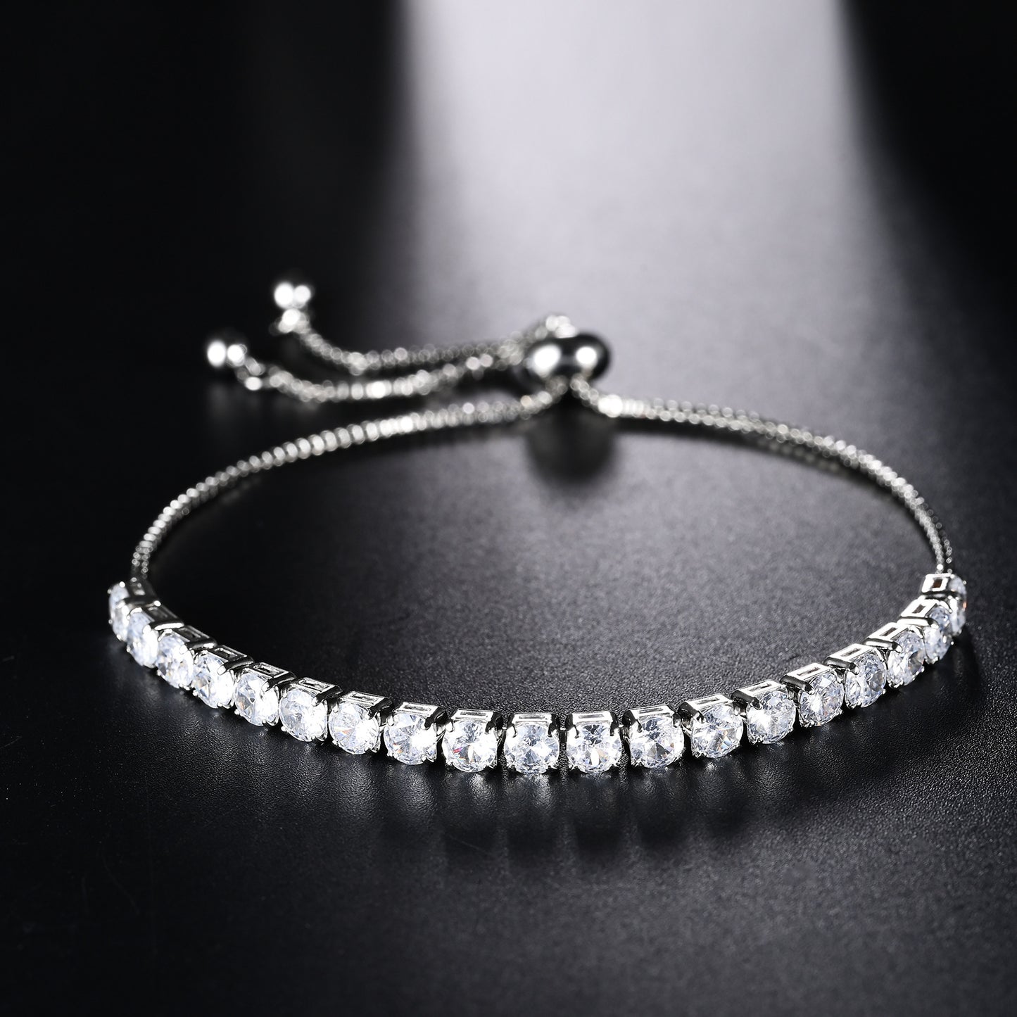 Alloy 4mm round single row full diamond bracelet (Minimo de Compra 2) MIC-LinD007