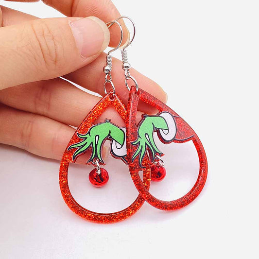 Acrylic Christmas Grinch Earrings (Minimo de Compra 2) MYA-ChenY030