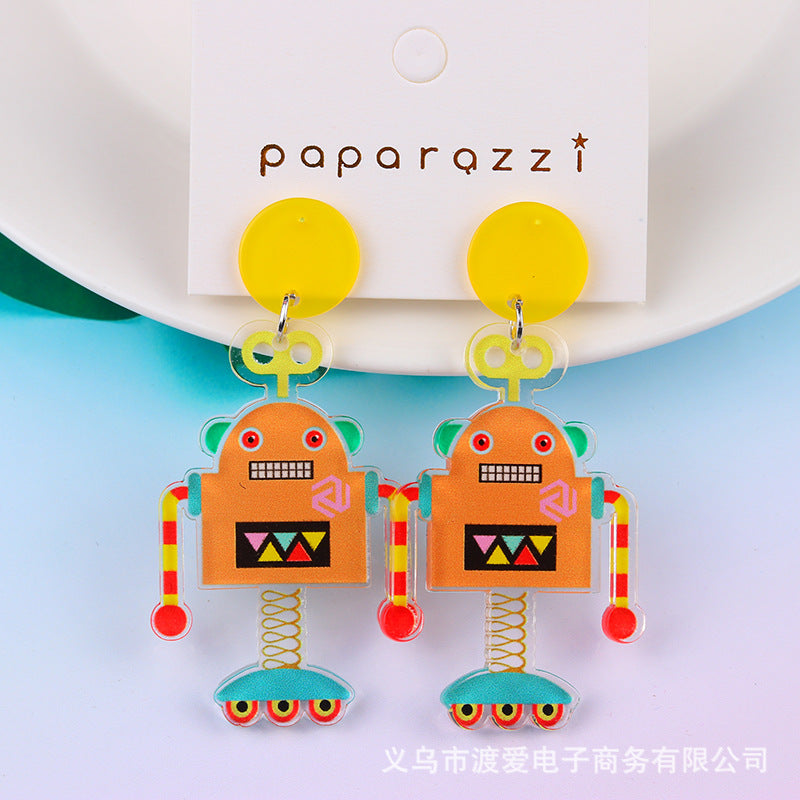 Acrylic cartoon dinosaur robot earrings MIC-DuAi008