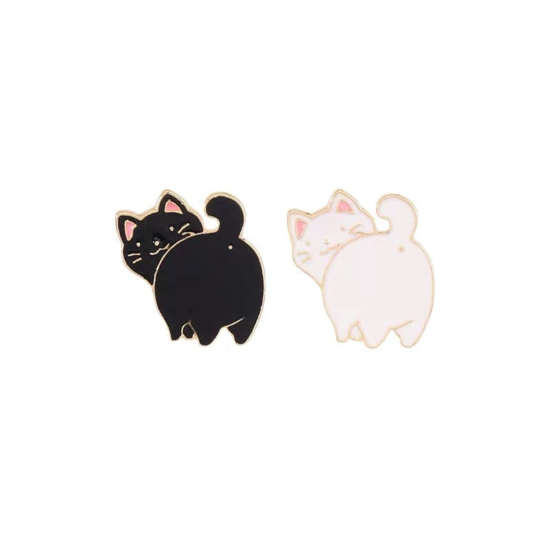 Alloy cute black and white kitten brooch MIC-KaL025