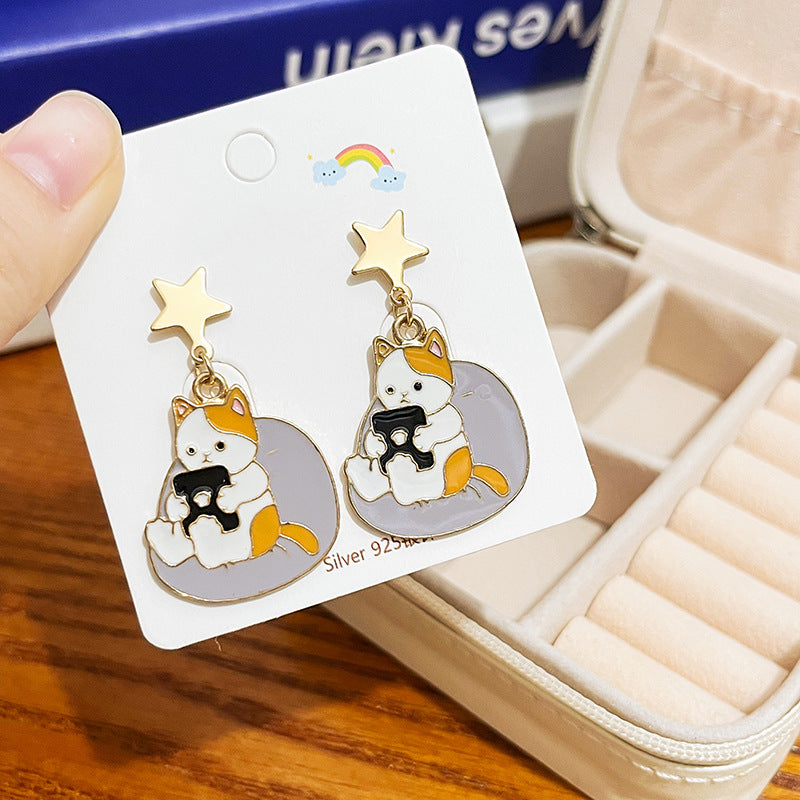 Alloy panda cat earrings MIC-HongC011