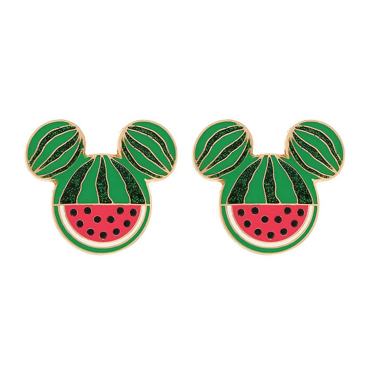 Alloy gradient color diamond studded watermelon earrings MIC-ManY084