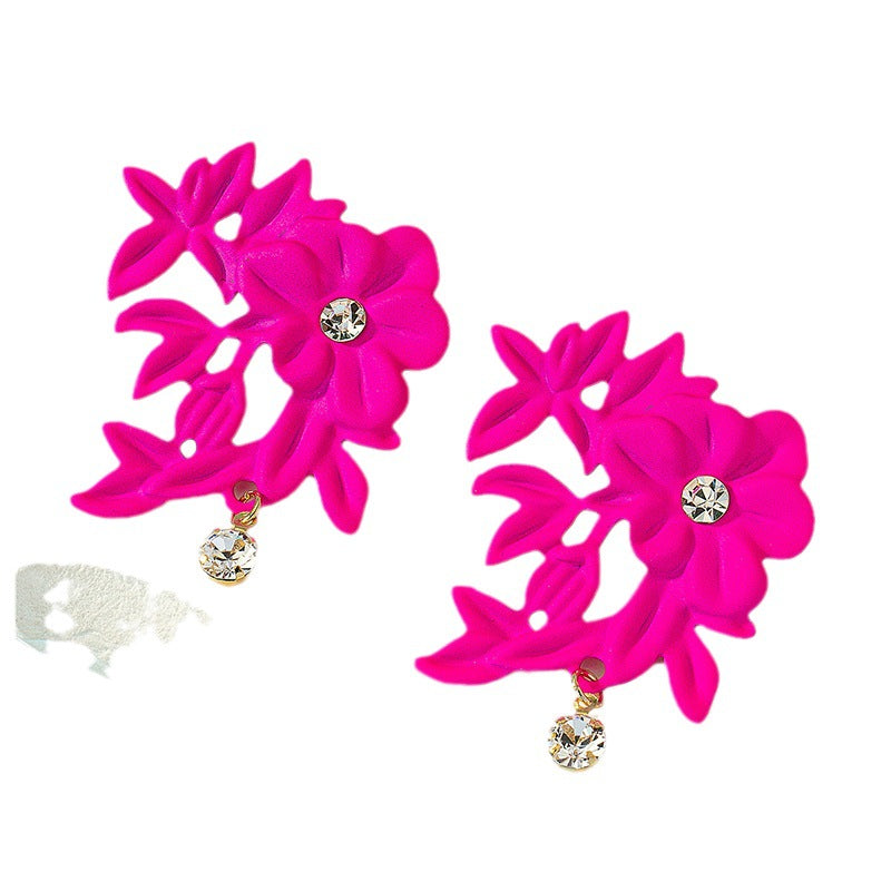 Acrylic candy colored exaggerated flower earrings MIC-AYN025