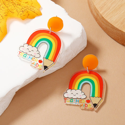 Acrylic cute rainbow lead earrings MIC-KaiQ014