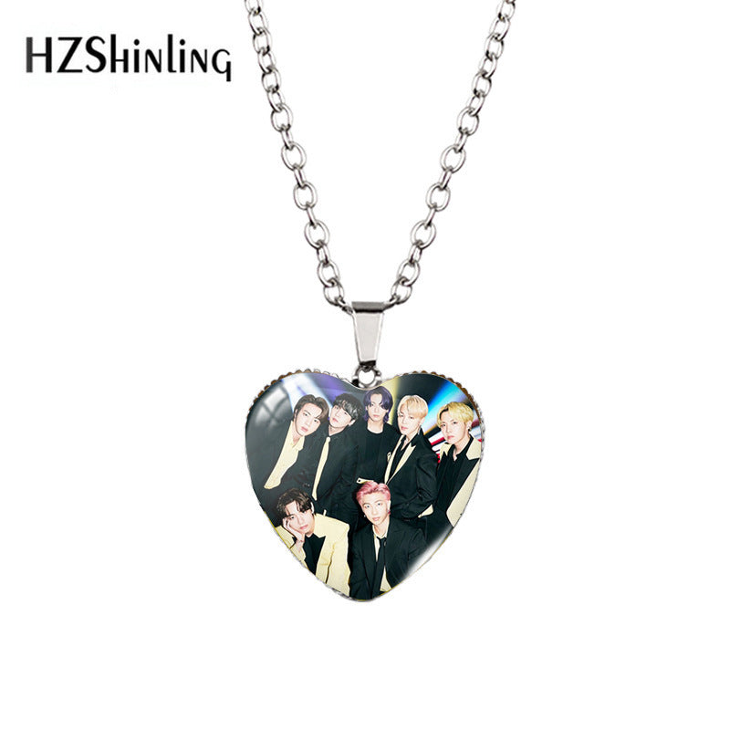 Alloy Time Gem Heart Necklace MYA-XiangL026