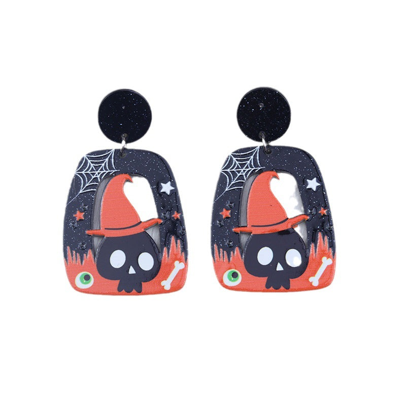 Acrylic Halloween Square Round Hollow earrings (Minimo de Compra 2) MYA-DuA042