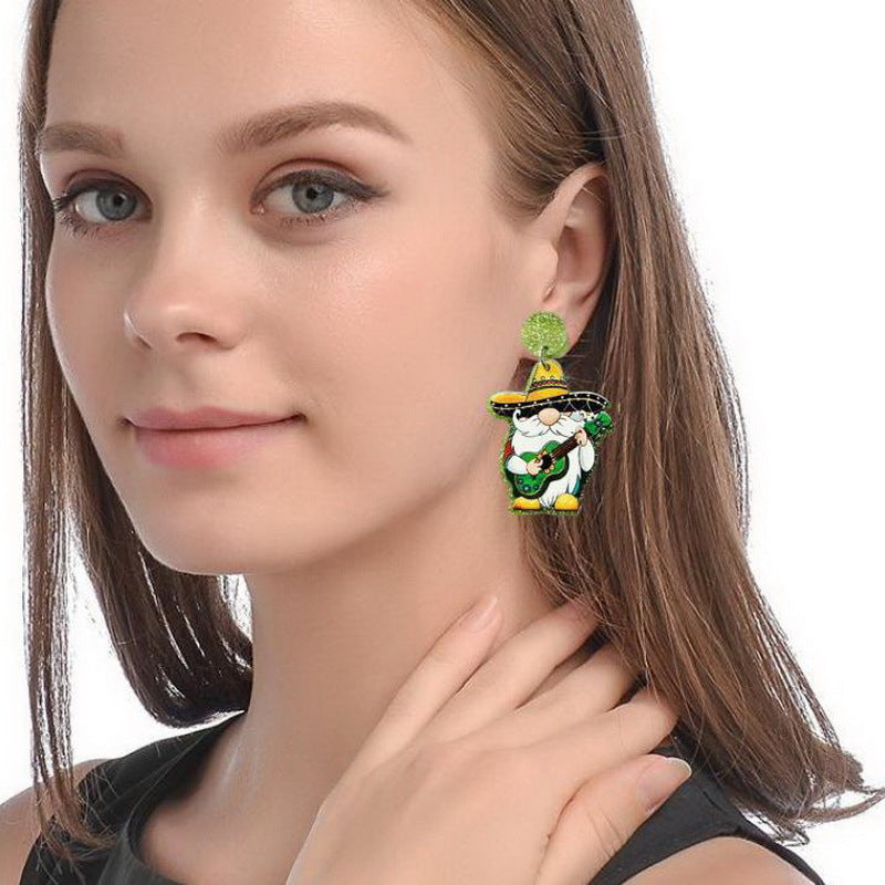 Acrylic Sandwich Guitar Earrings MYA-XueP077