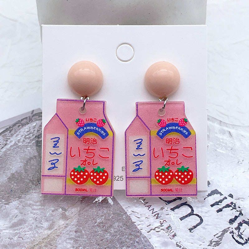 Acrylic cartoon milk tea cup earrings  (Minimo de Compra 2) MIC-ShiJ006