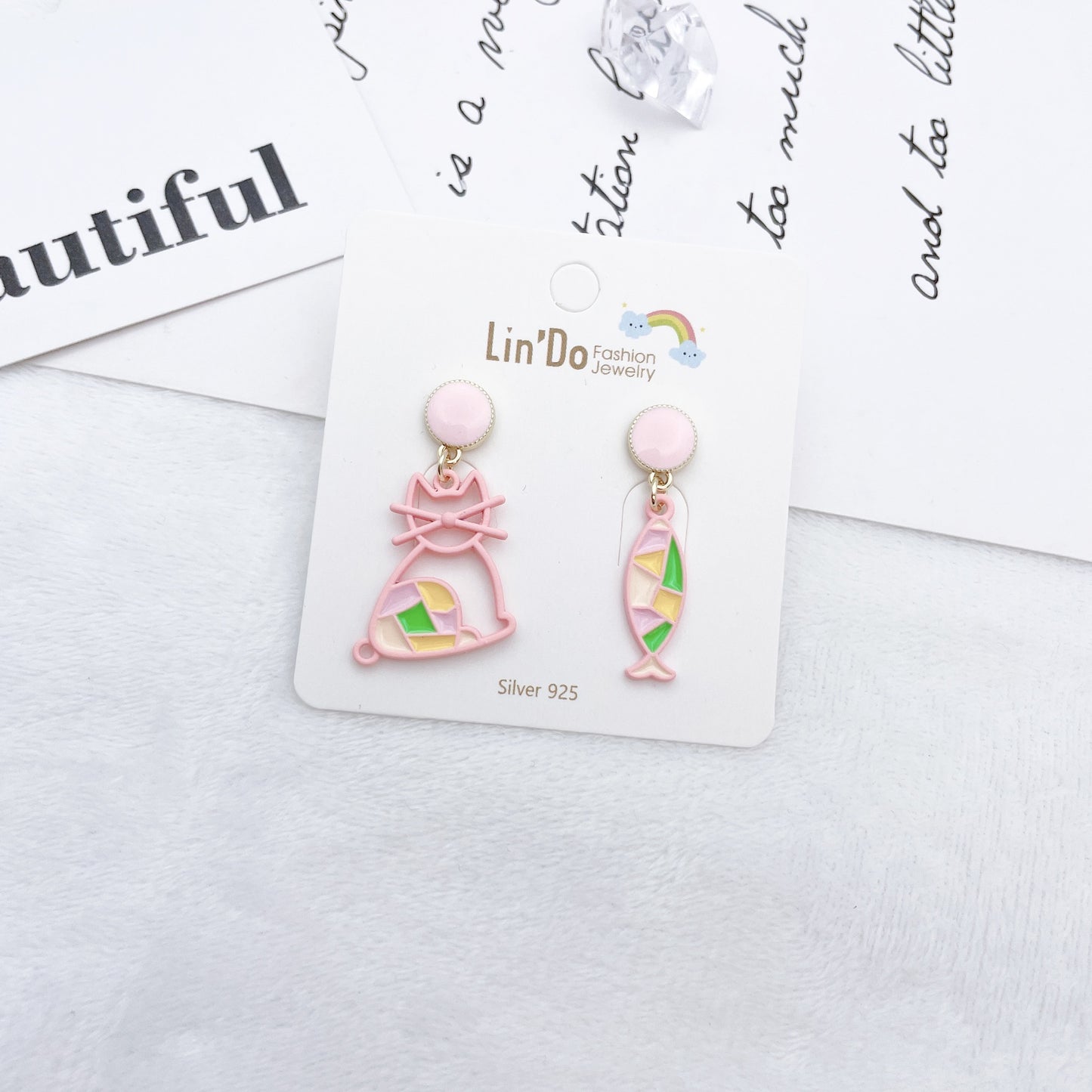 Alloy Asymmetric Cute Meow Earrings MYA-QiW018