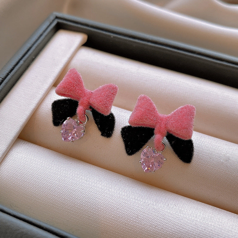 Alloy Bow Heart Earrings (Minimo de compra 2) MIC-FengM004