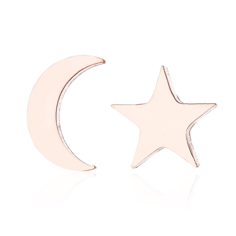 Stainless Steel Pentagram Moon Earrings SS024