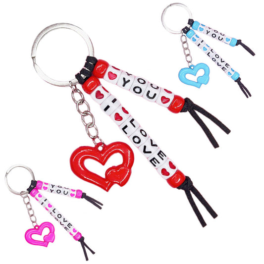 Keychains Acrylic Alloy Bohemia I LOVE YOU MIC-RRui001