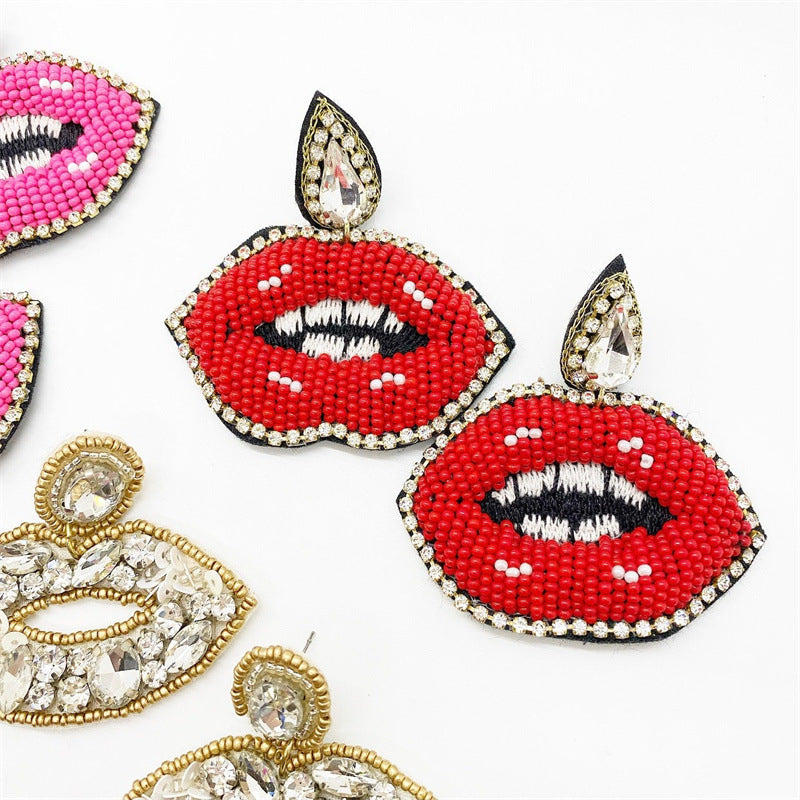 Alloy hand woven lip rice bead earrings (Minimo de compra 6) MIC-ManT001