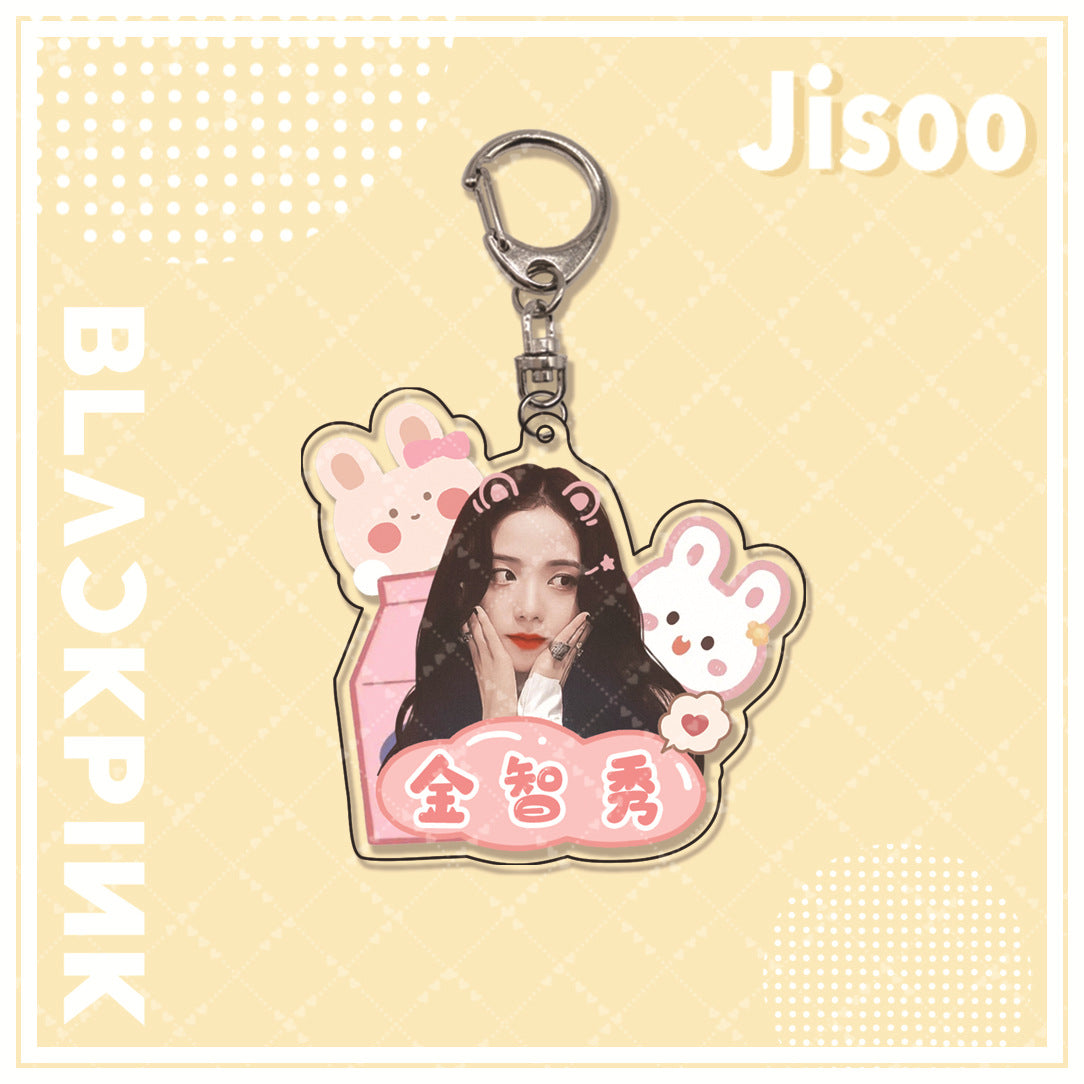 Acrylic pink ink double-sided blackpink keychain (Minimo de Compra 2)  MIC-ManM011