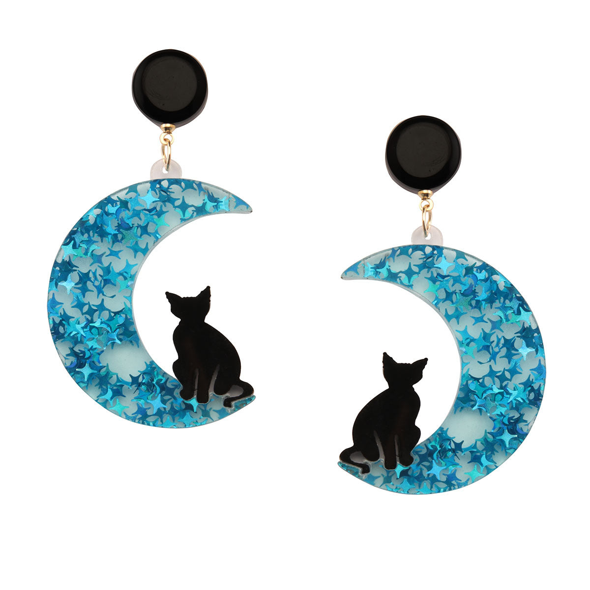 Acrylic Moon Star Cat Earrings (Minimo de compra 2) MIC-ManT022