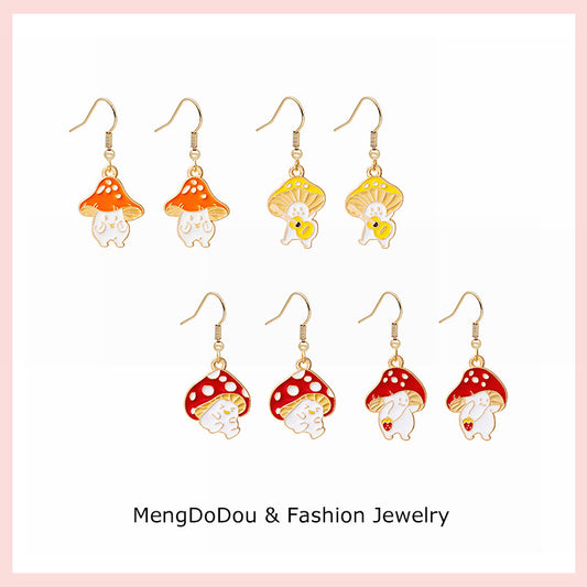 Alloy cartoon cute mushroom earrings MIC-MDD019