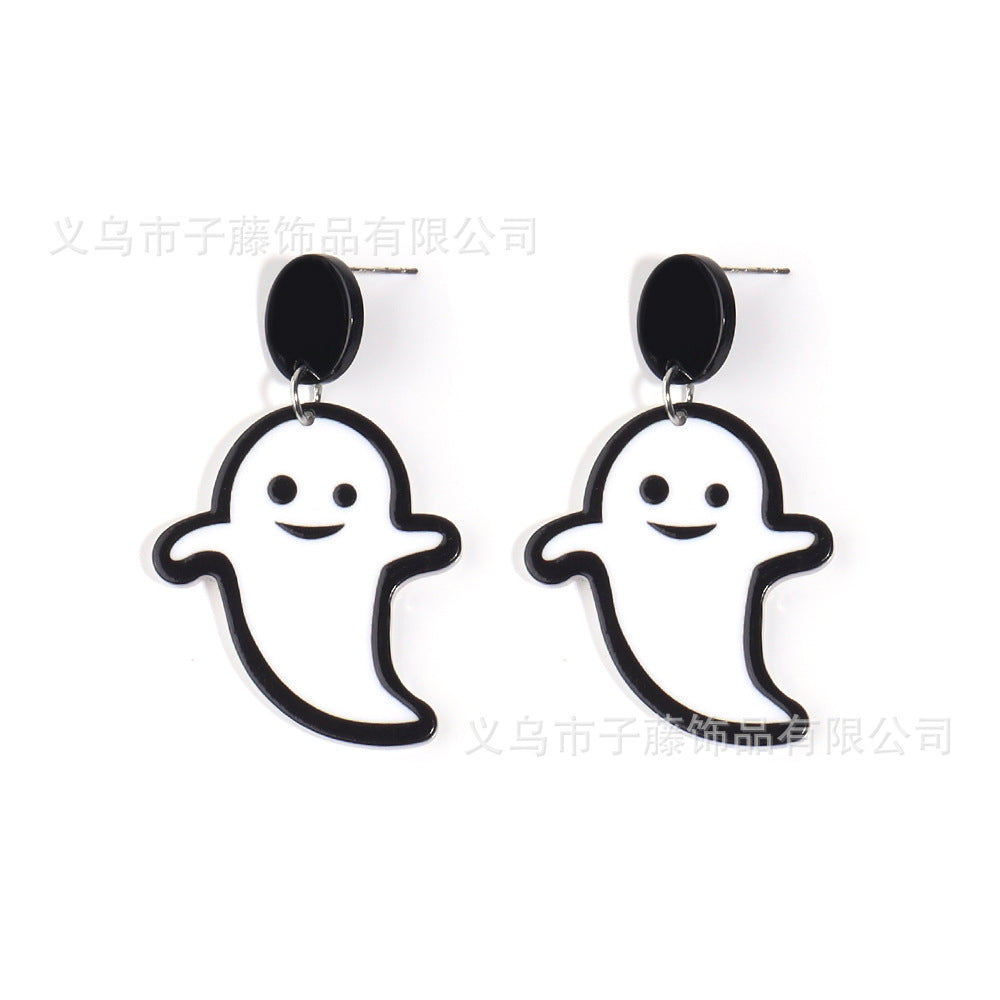 Acrylic Pumpkin Ghost Hole Earrings (Minimo de Compra 2) MIC-ZiT001