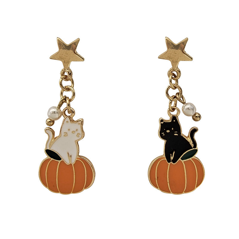 Alloy contrasting kitten earrings (Minimo de Compra 2) MIC-BLD068