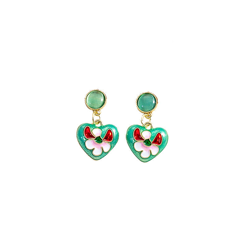 Alloy green love pearl earrings MIC-MDD157