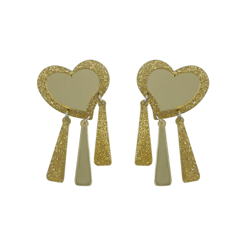 Acrylic Love Gold Sequin Earrings (Minimo de Compra 2) MYA-QingM020