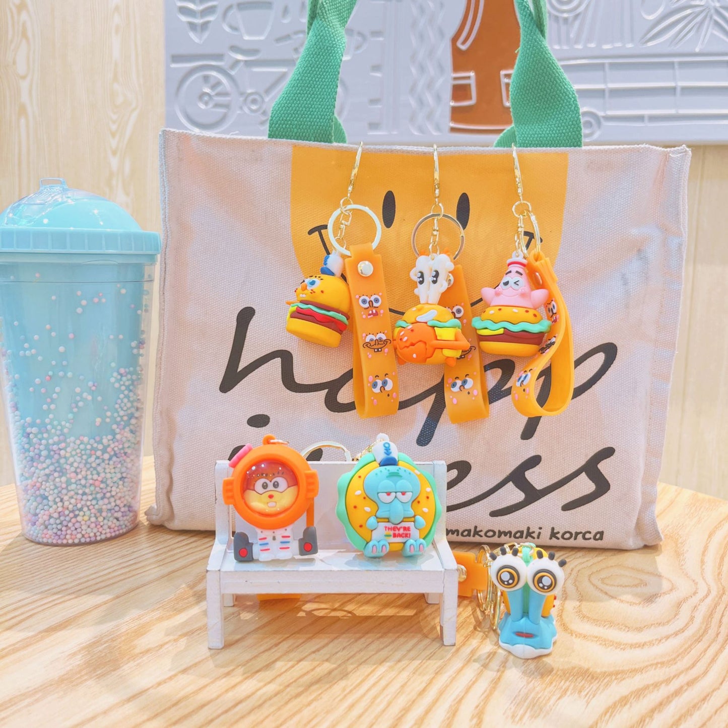 PVC Crab Yellow Burger Doll Bookbag Keychain MIC-YiD037