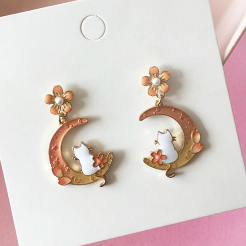 Alloy cat flower earrings MIC-GangM002