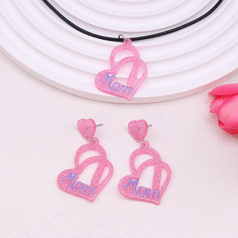 Acrylic Pink Love Earrings MIC-DuA084