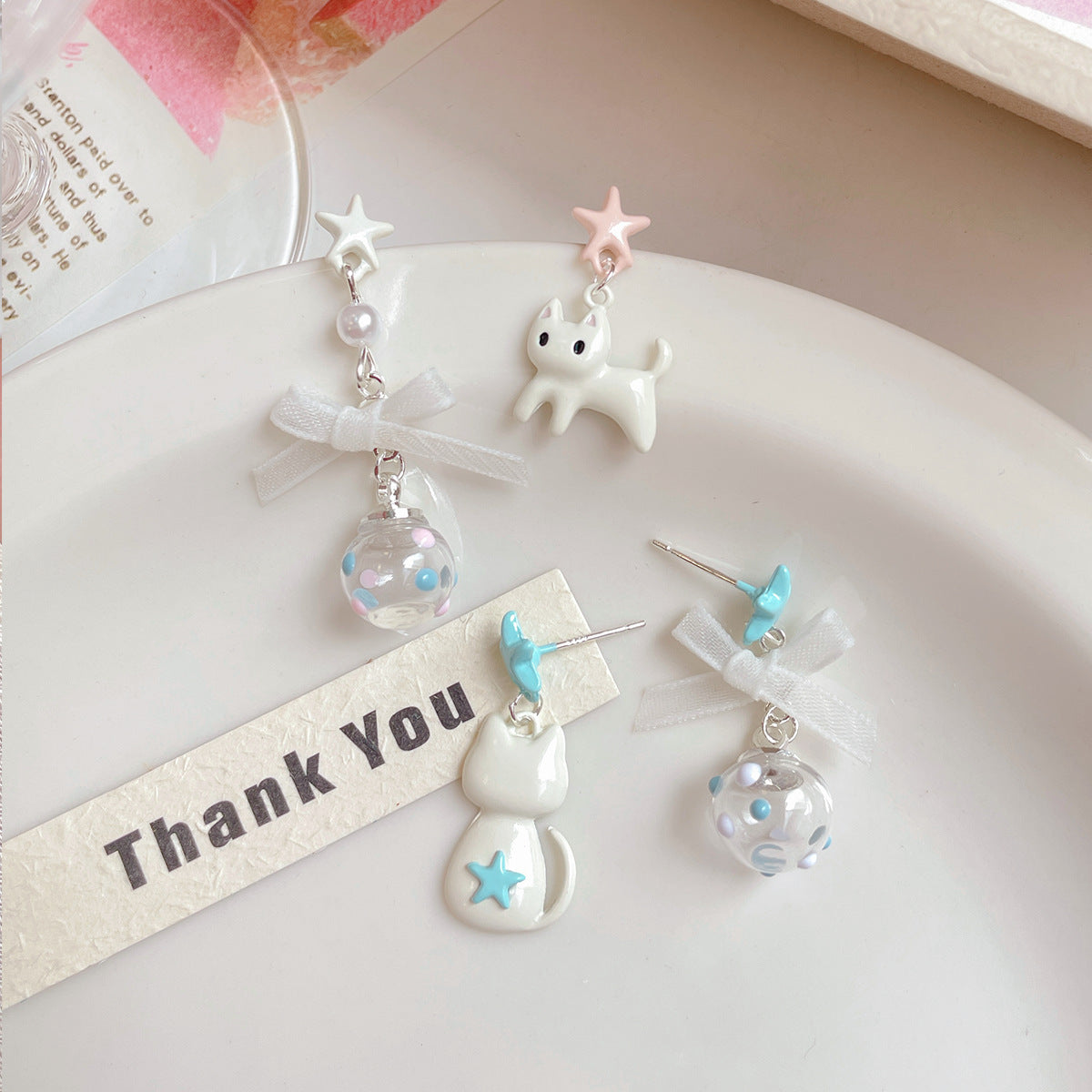 Alloy cat bubble ball earrings MIC-ShuangX049