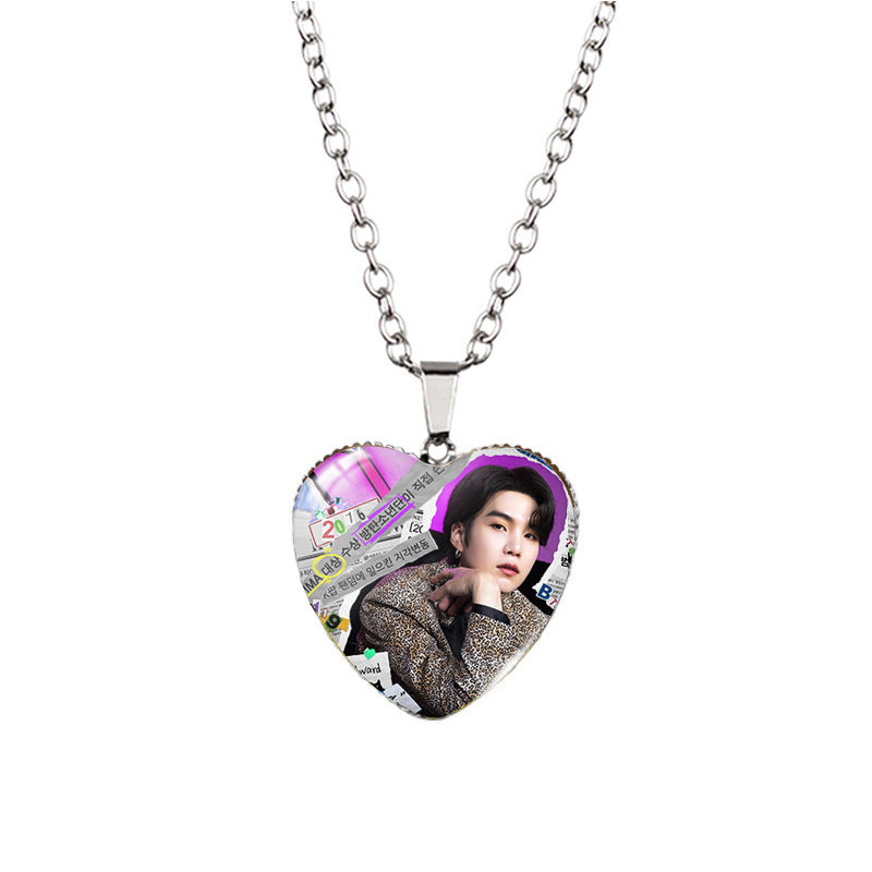 Alloy Time Gem Heart Necklace MYA-XiangL027